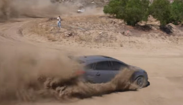 Video still of the 2017 Ford Focus RS on the rented dirt course tearing it up. Hartford ended up giving it away to a friend.