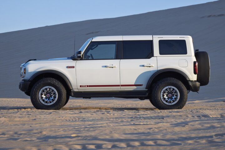A side view of the 2026 Ford Bronco 60th Anniversary Package, which features retro-themed graphics and other touches to celebrate 60 years of Bronco.