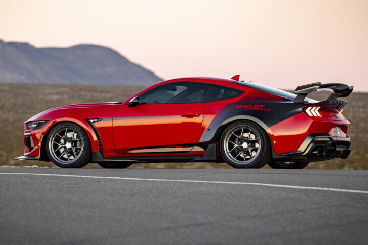 A side view of the 2026 Shelby Super Snake-R. The build is based on the S650 Mustang Dark Horse.
