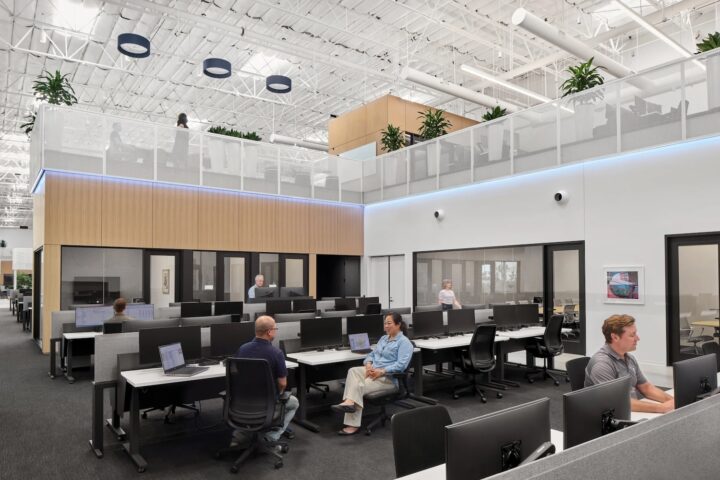 A photo showing the inside of the new Ford Electric Vehicle Development Center in Long Beach, California.