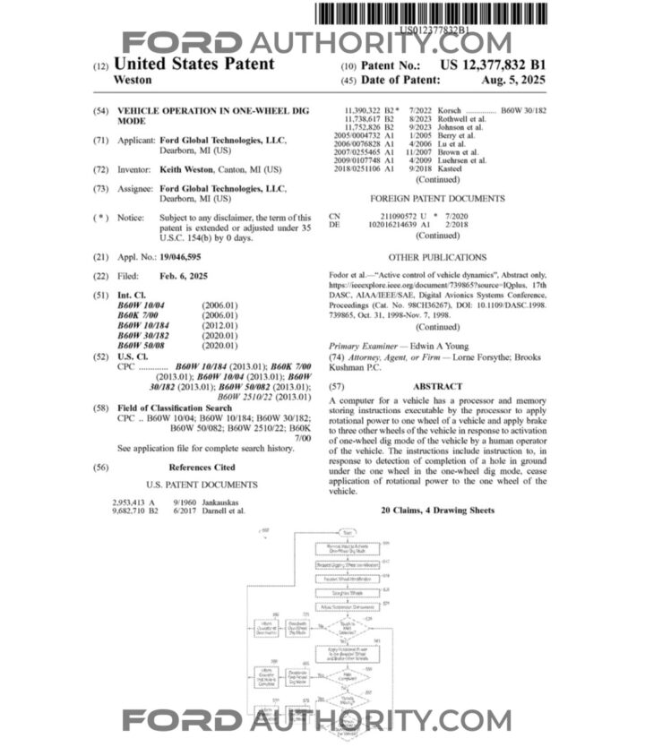 A Ford patent filing for one-wheel dig mode.