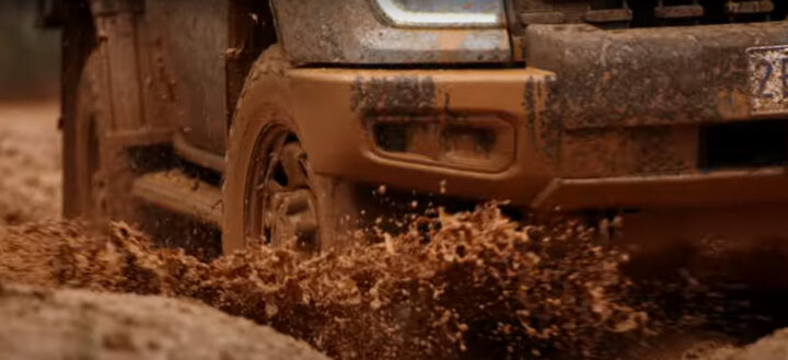 Video still of the Ford Ranger Super Duty undergoing mud testing. The automaker packed over 600 kg - or 1,200 pounds - of mud onto the pickup.