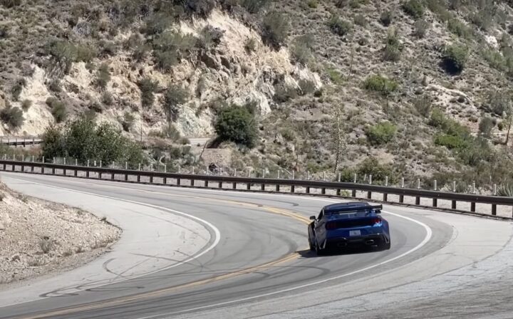 A photo showing the exterior of Jay Leno's 2025 Ford Mustang GTD from a rear angle.