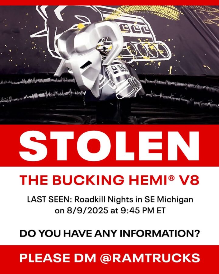 A stolen poster for the Ram Bucking Hemi bull ride.