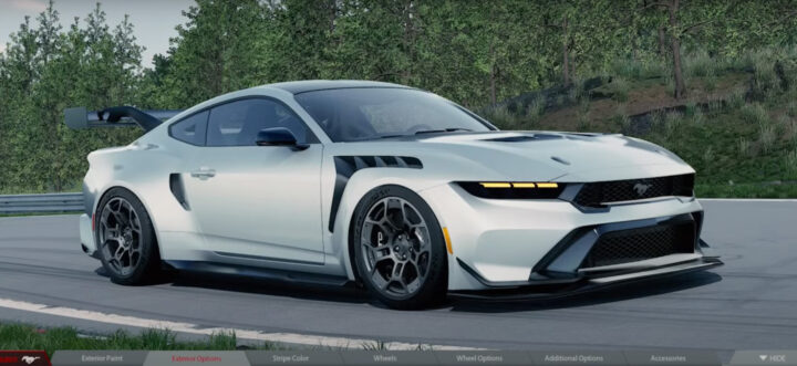 Video still showing a screenshot of the Ford Mustang GTD configurator used by Vaughn Gittin Jr. to order his pony car.