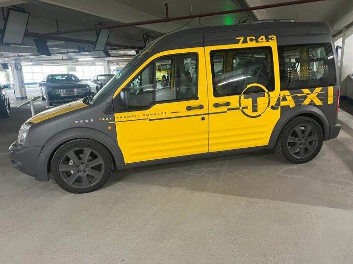 Photo of the 2008 Ford Transit Connect taxi concept in the Ford U.S. Heritage Fleet. While this model was never produced, a second-gen version was.