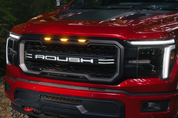 A photo showing the exterior of the 2025 Roush RT6 F-150 from a front angle.