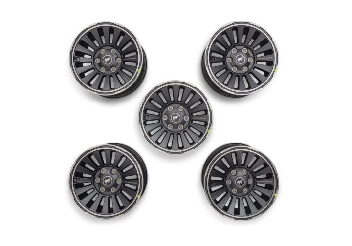A photo showing the 2021-2024 Ford Bronco 17-inch gray wheel kit.