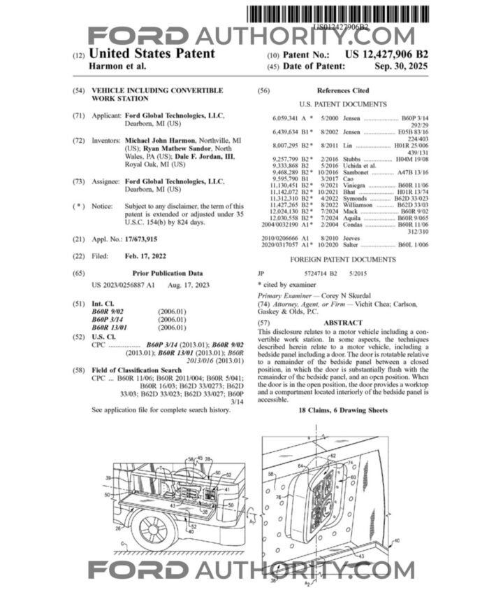 A Ford patent filing for a bedside convertible work station.