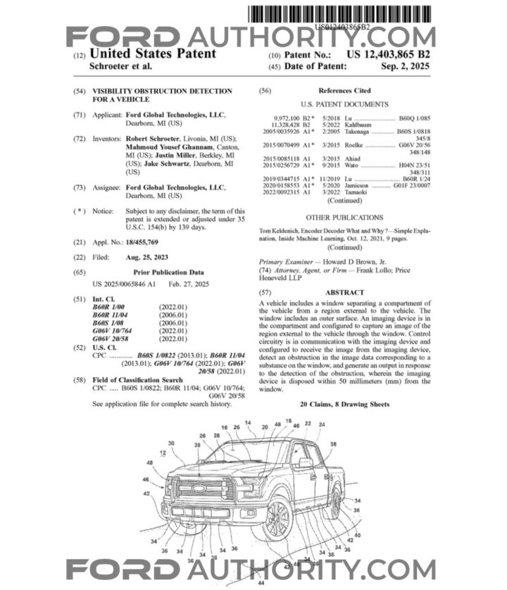 A Ford patent for a visibility obstruction detection system.