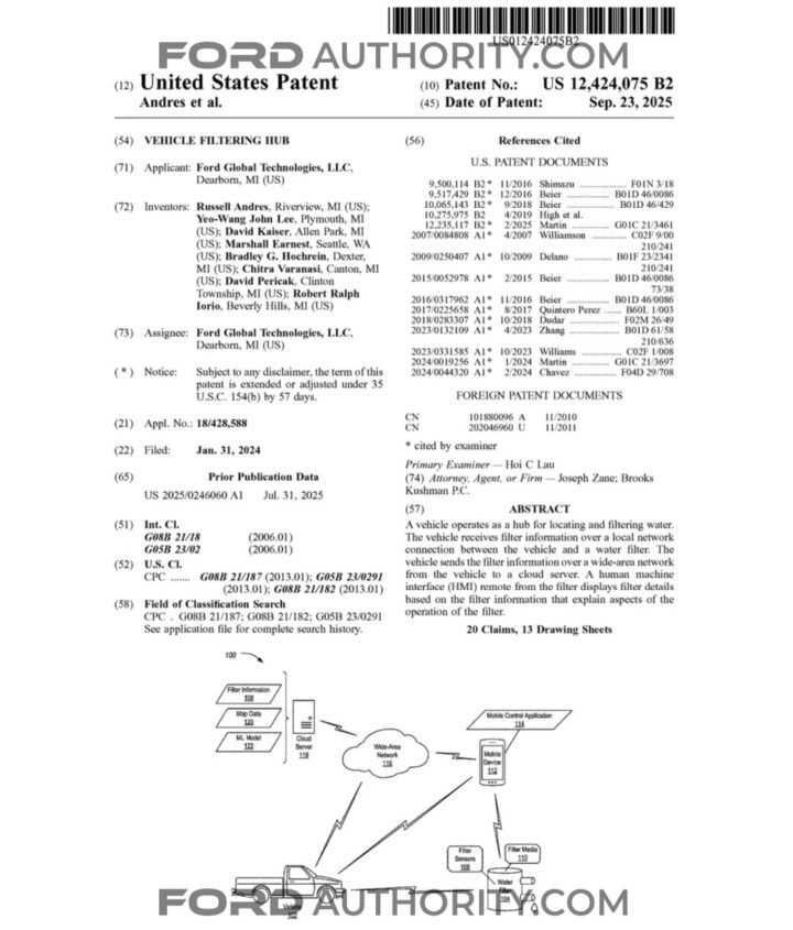 A Ford patent for a vehicle water filtering hub.