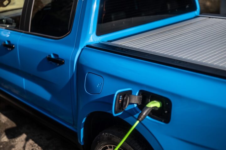 A photo showing the exterior of the Ford Ranger MS-RT PHEV from a side angle.