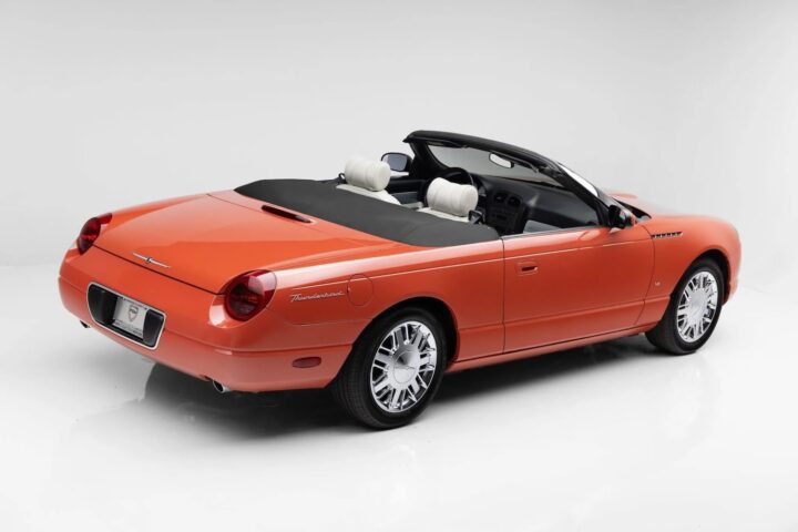A photo showing the exterior of a 2003 Ford Thunderbird 007 Edition from a rear three quarters angle.