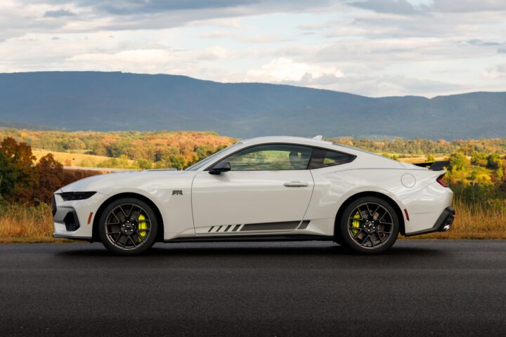 A photo showing a side view of the 2026 Ford Mustang RTR Package, which debuts as an optional upgrade for EcoBoost and EcoBoost Premium models. 
