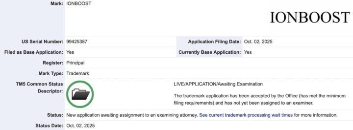 A Ford trademark filing for IonBoost.