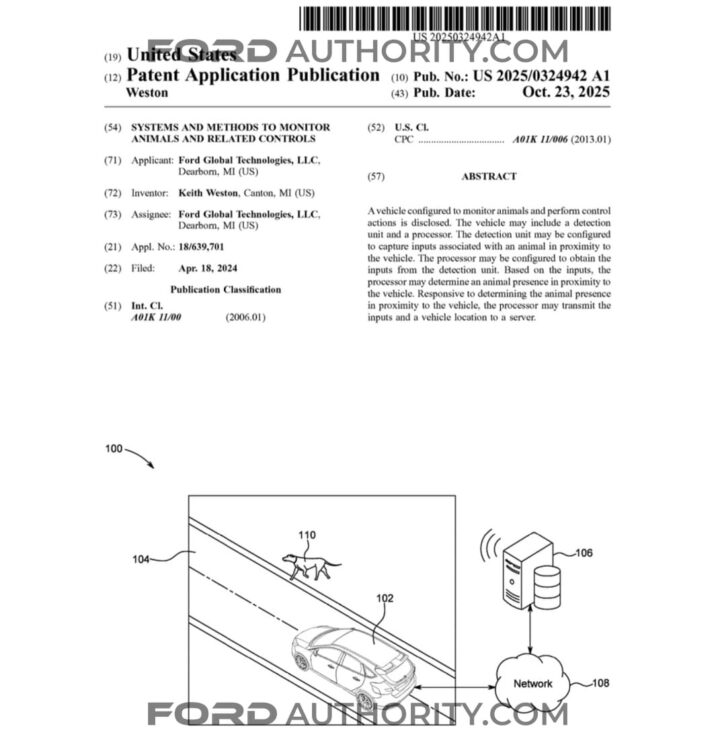 A Ford patent for an animal detection system.