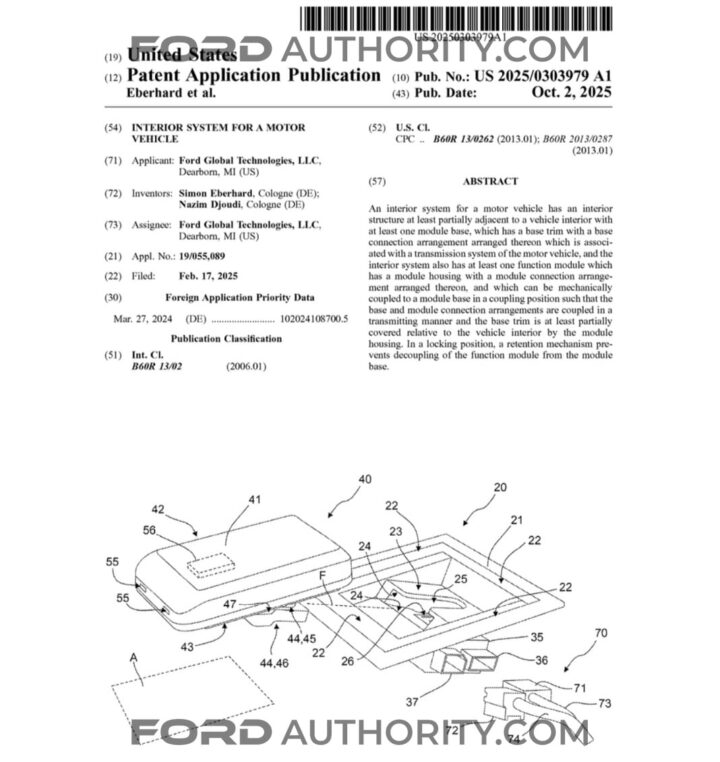 A Ford patent for interchangeable interior components.