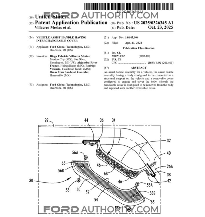 A Ford patent for interchangeable Ford Bronco assist handle covers.